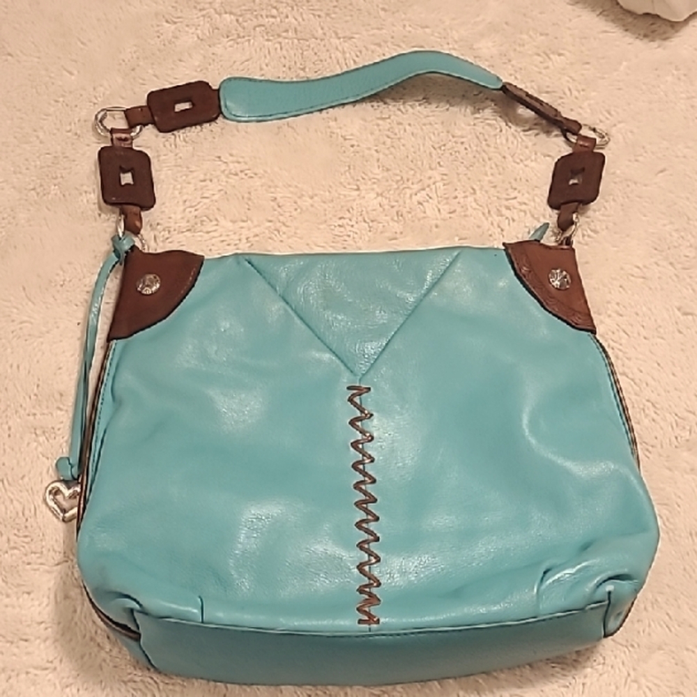Brighton Stylish Blue and Brown Handbag